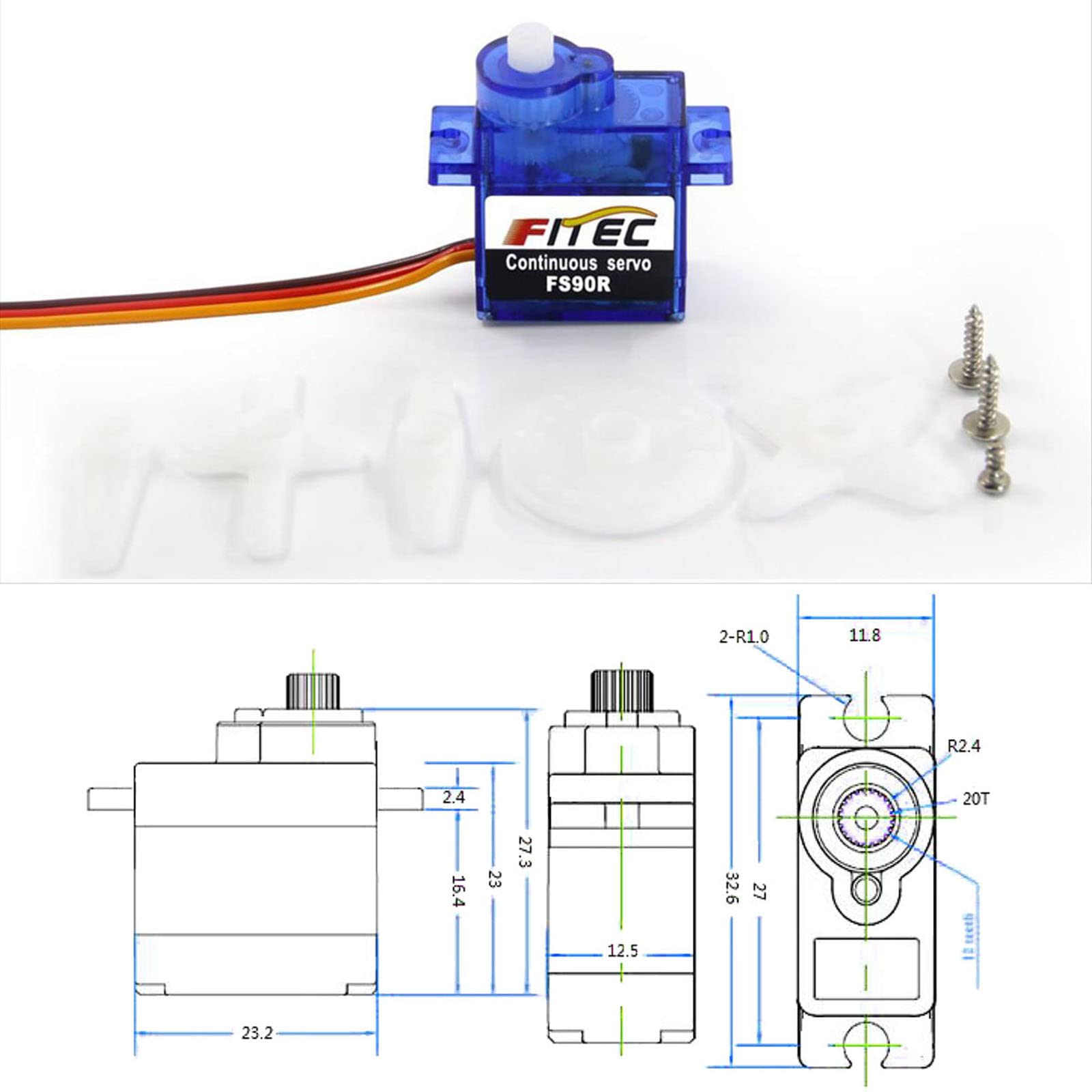 Wishiot Feetech FS90R Micro Servo 360 Degree Continuous Rotation